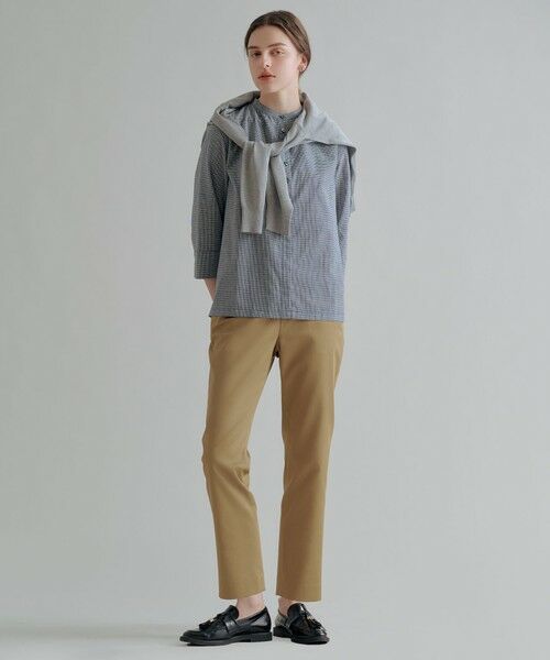 L size ONWARD(大きいサイズ) / エルサイズオンワード シャツ・ブラウス | リネンminiチェック バンドカラー ブラウス | 詳細5