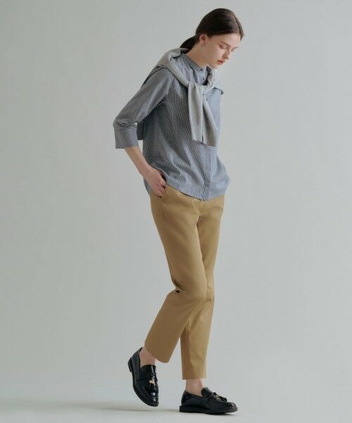 L size ONWARD(大きいサイズ) / エルサイズオンワード シャツ・ブラウス | リネンminiチェック バンドカラー ブラウス | 詳細6