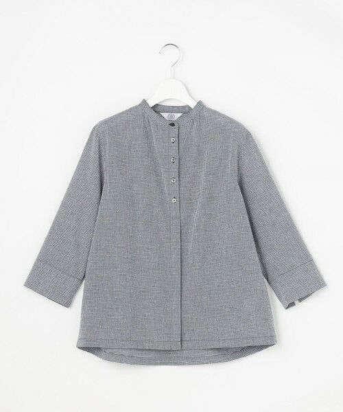 L size ONWARD(大きいサイズ) / エルサイズオンワード シャツ・ブラウス | リネンminiチェック バンドカラー ブラウス | 詳細8