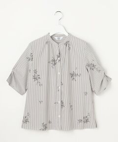 L size ONWARD(大きいサイズ) / エルサイズオンワード シャツ・ブラウス | 【一枚で着映え】ストライプ×フラワープリント ブラウス