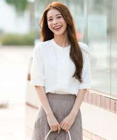 L size ONWARD(大きいサイズ) / エルサイズオンワード シャツ・ブラウス | バンドカラーフロントタック ブラウス