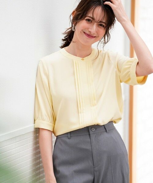 L size ONWARD(大きいサイズ) / エルサイズオンワード シャツ・ブラウス | バンドカラーフロントタック ブラウス | 詳細1