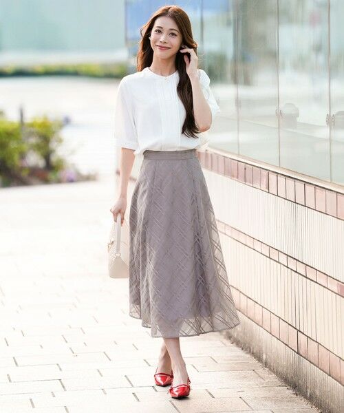 L size ONWARD(大きいサイズ) / エルサイズオンワード シャツ・ブラウス | バンドカラーフロントタック ブラウス | 詳細10