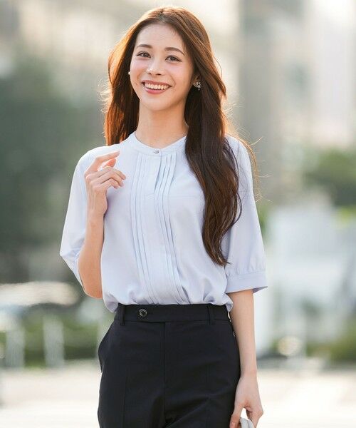 L size ONWARD(大きいサイズ) / エルサイズオンワード シャツ・ブラウス | バンドカラーフロントタック ブラウス | 詳細14