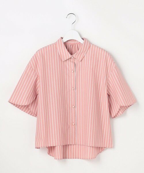 L size ONWARD(大きいサイズ) / エルサイズオンワード シャツ・ブラウス | ペタルスリーブ シャツ（コーラルストライプ）