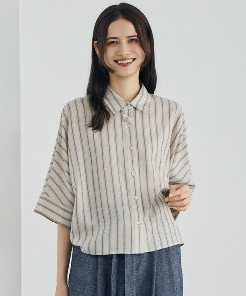 L size ONWARD(大きいサイズ) / エルサイズオンワード シャツ・ブラウス | 【カタログ掲載】ナチュラルリネン シャツ（フラックス×バートン）