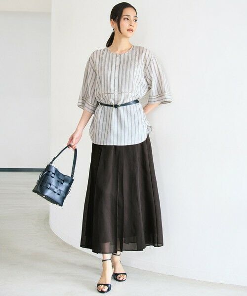 L size ONWARD(大きいサイズ) / エルサイズオンワード シャツ・ブラウス | ナチュラルリネンタックデザイン ブラウス | 詳細1