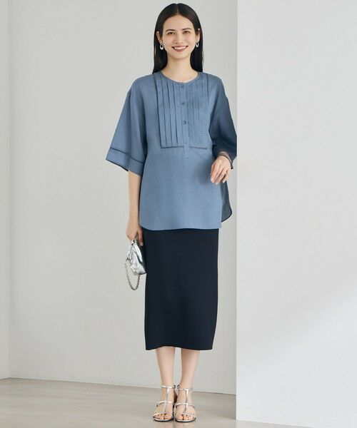 L size ONWARD(大きいサイズ) / エルサイズオンワード シャツ・ブラウス | ナチュラルリネンタックデザイン ブラウス | 詳細4