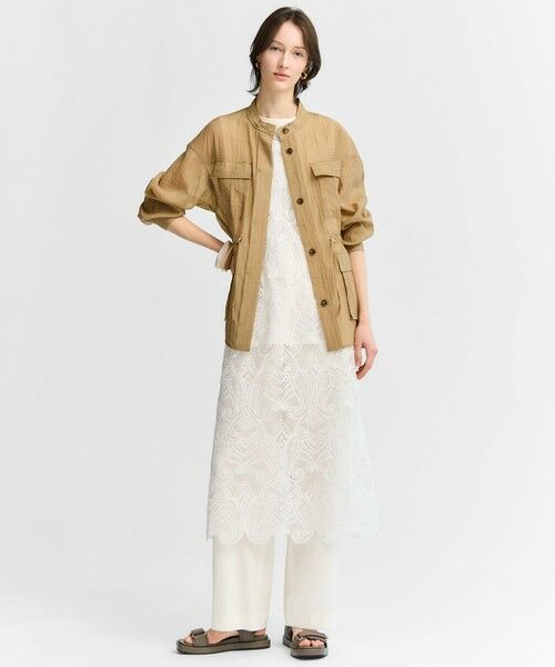 L size ONWARD(大きいサイズ) / エルサイズオンワード シャツ・ブラウス | 【見上愛さん着用】リネンミックスシアースラブ ミリタリージャケット | 詳細7