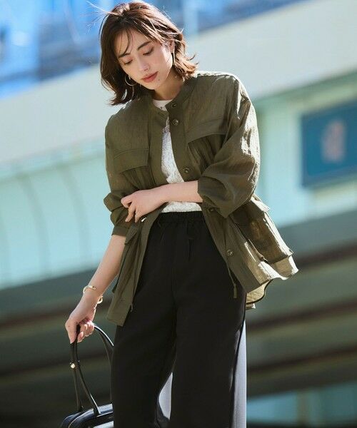 L size ONWARD(大きいサイズ) / エルサイズオンワード シャツ・ブラウス | 【見上愛さん着用】リネンミックスシアースラブ ミリタリージャケット | 詳細22