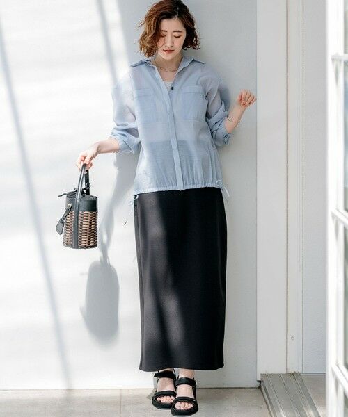 L size ONWARD(大きいサイズ) / エルサイズオンワード シャツ・ブラウス | 【見上愛さん着用】ナイロンコットンシアーボイル ドロストシャツ | 詳細12