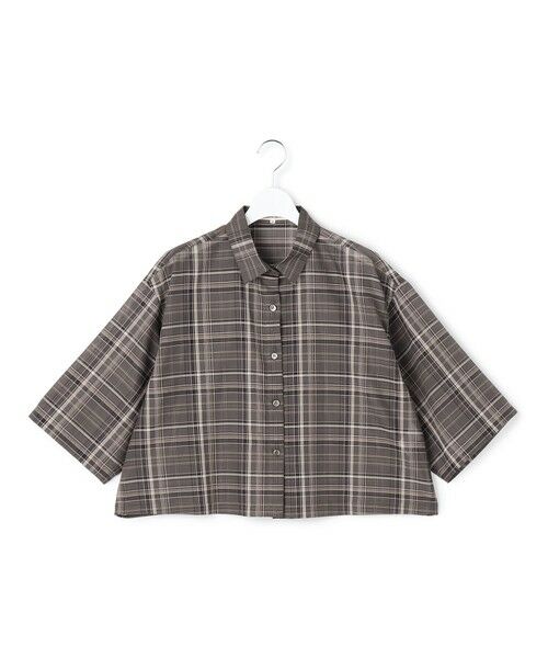 L size ONWARD(大きいサイズ) / エルサイズオンワード シャツ・ブラウス | 【見上愛さん着用】ハイツイストシアーチェック クロップド シャツ | 詳細3