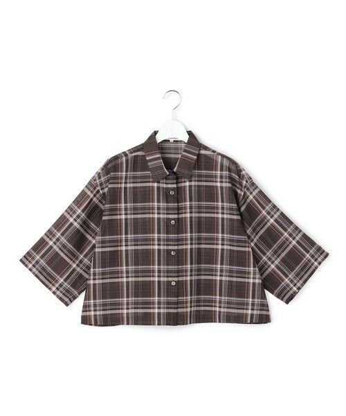 L size ONWARD(大きいサイズ) / エルサイズオンワード シャツ・ブラウス | 【見上愛さん着用】ハイツイストシアーチェック クロップド シャツ | 詳細8