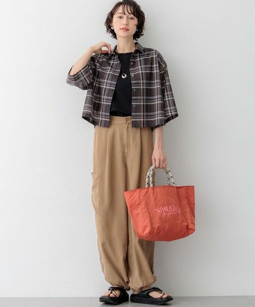 L size ONWARD(大きいサイズ) / エルサイズオンワード シャツ・ブラウス | 【見上愛さん着用】ハイツイストシアーチェック クロップド シャツ | 詳細6