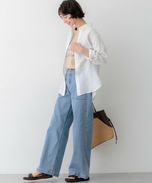 L size ONWARD(大きいサイズ) / エルサイズオンワード シャツ・ブラウス | LIBECOリネン ベーシック シャツ | 詳細7