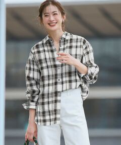 L size ONWARD(大きいサイズ) / エルサイズオンワード シャツ・ブラウス | 【見上愛さん着用】LIBECOリネン チェック シャツ