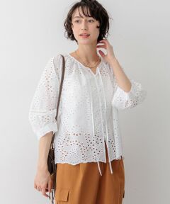 L size ONWARD(大きいサイズ) / エルサイズオンワード シャツ・ブラウス | 【一部予約/見上愛さん着用】カットワークエンブロイダリー 2WAYブラウス