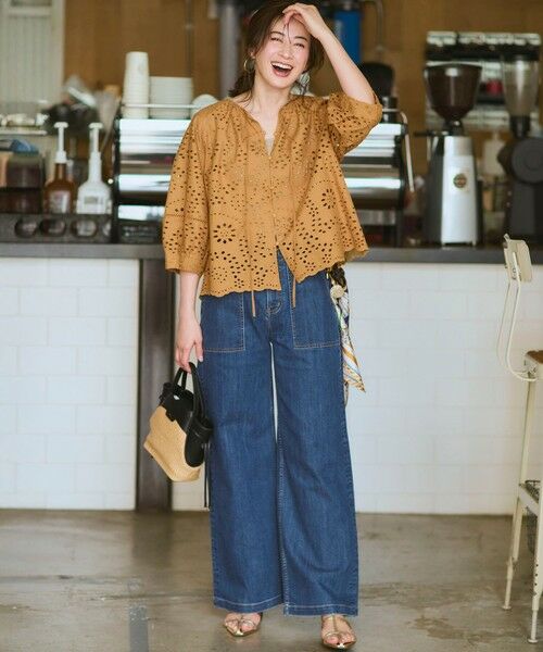 L size ONWARD(大きいサイズ) / エルサイズオンワード シャツ・ブラウス | 【一部予約/見上愛さん着用】カットワークエンブロイダリー 2WAYブラウス | 詳細7