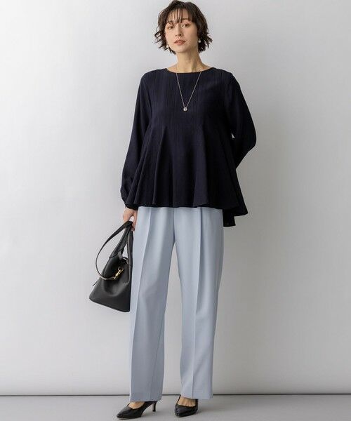 L size ONWARD(大きいサイズ) / エルサイズオンワード シャツ・ブラウス | ドビーストライプ クルーネック フレアブラウス | 詳細4