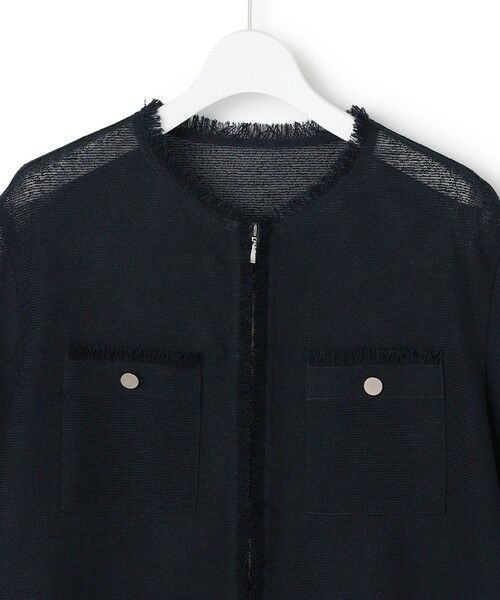 L size ONWARD(大きいサイズ) / エルサイズオンワード ノーカラージャケット | サマーレノクロス ハーフスリーブジャケット | 詳細10