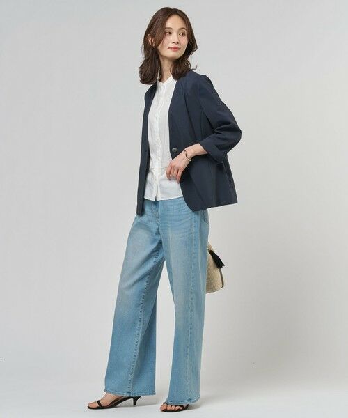 L size ONWARD(大きいサイズ) / エルサイズオンワード ノーカラージャケット | 【セットアップ対応】ファンマートロストレッチ ノーカラー ジャケット | 詳細10