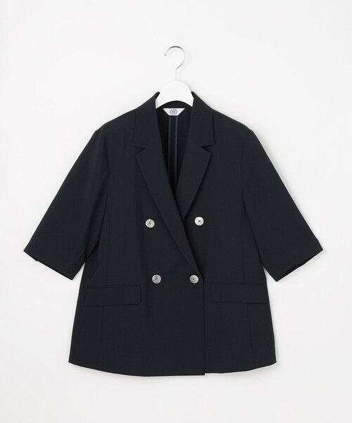 L size ONWARD(大きいサイズ) / エルサイズオンワード テーラードジャケット | BREEZ COOL トロ ハーフスリーブ ダブル ジャケット | 詳細6