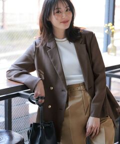 L size ONWARD(大きいサイズ) / エルサイズオンワード テーラードジャケット | シアーメッシュ ダブルジャケット