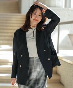 L size ONWARD(大きいサイズ) / エルサイズオンワード テーラードジャケット | シアーメッシュ ダブルジャケット