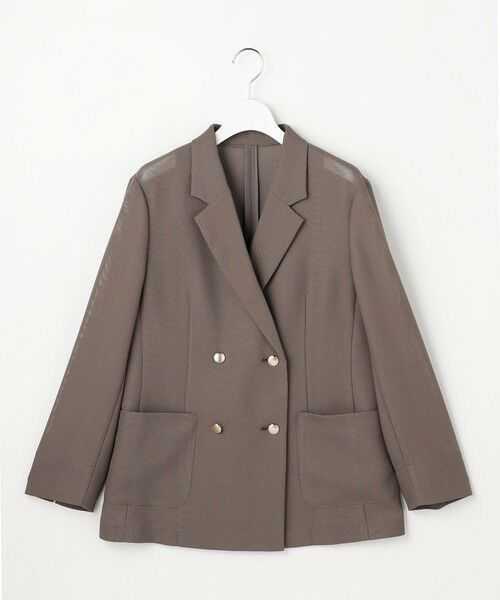 L size ONWARD(大きいサイズ) / エルサイズオンワード テーラードジャケット | シアーメッシュ ダブルジャケット | 詳細6