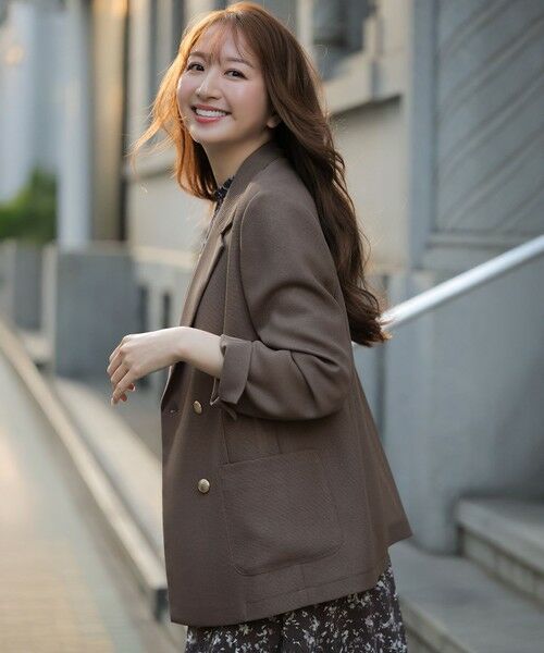 L size ONWARD(大きいサイズ) / エルサイズオンワード テーラードジャケット | シアーメッシュ ダブルジャケット | 詳細2