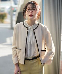 L size ONWARD(大きいサイズ) / エルサイズオンワード その他アウター | シアーメッシュ ノーカラージャケット