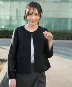 L size ONWARD(大きいサイズ) / エルサイズオンワード その他アウター | シアーメッシュ ノーカラージャケット