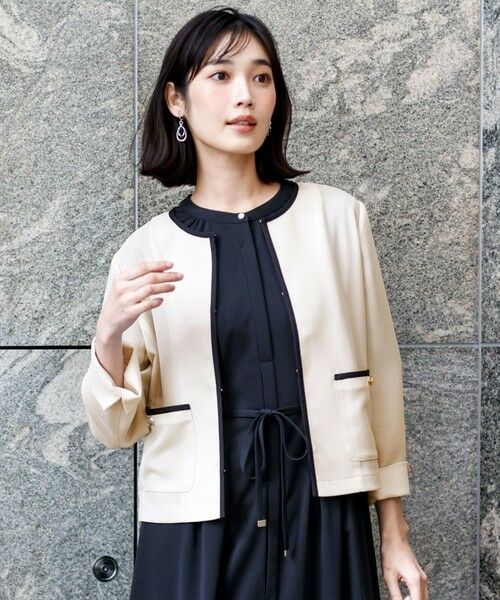 L size ONWARD(大きいサイズ) / エルサイズオンワード その他アウター | シアーメッシュ ノーカラージャケット | 詳細2