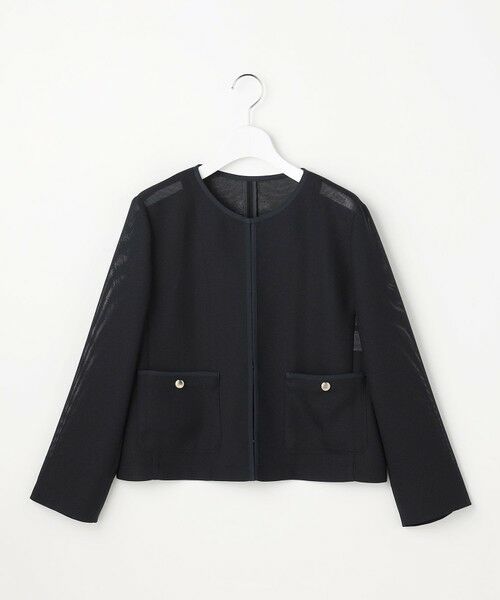 L size ONWARD(大きいサイズ) / エルサイズオンワード その他アウター | シアーメッシュ ノーカラージャケット | 詳細15