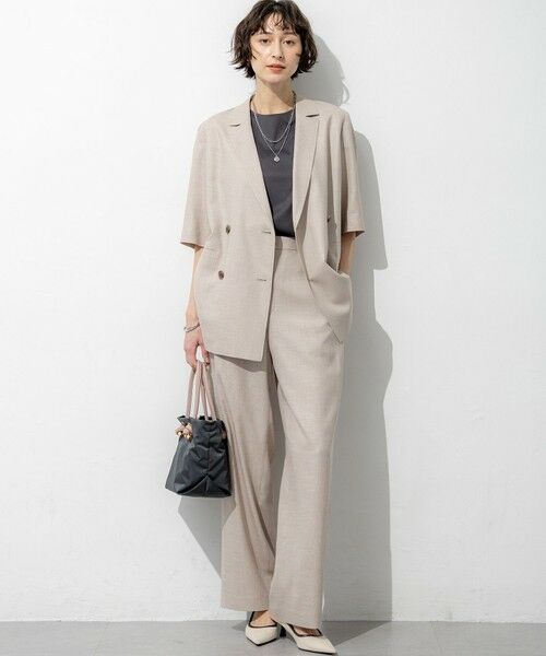 L size ONWARD(大きいサイズ) / エルサイズオンワード その他アウター | リネンライクグロッシー ハーフスリーブ ダブル ジャケット | 詳細3