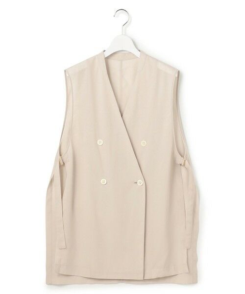 L size ONWARD(大きいサイズ) / エルサイズオンワード その他アウター | ライトシアーマットクロス ノーカラー ジレ | 詳細6