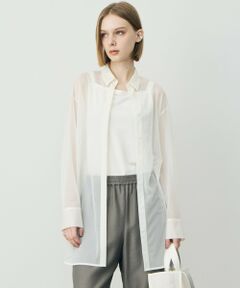 L size ONWARD(大きいサイズ) / エルサイズオンワード シャツ・ブラウス | ハイゲージチュール ロングシャツ