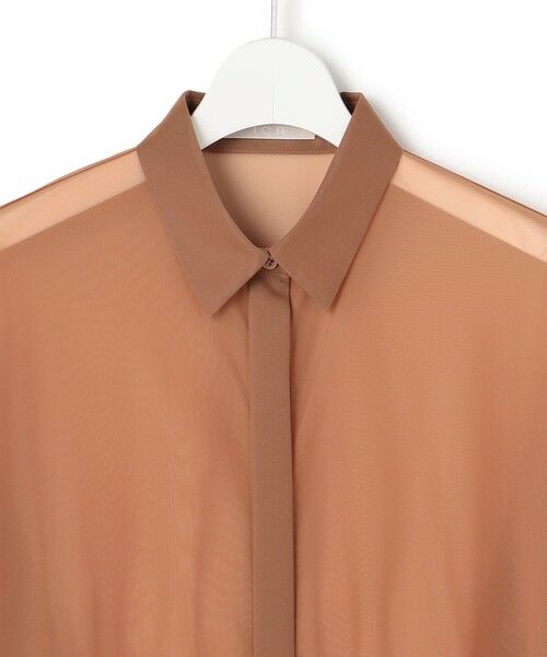 L size ONWARD(大きいサイズ) / エルサイズオンワード シャツ・ブラウス | ハイゲージチュール ロングシャツ | 詳細8