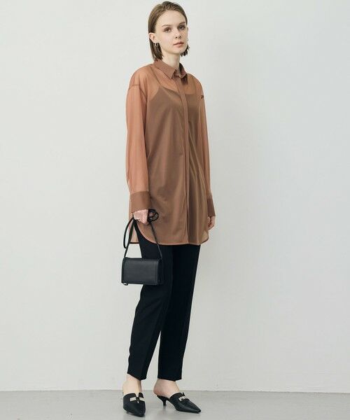 L size ONWARD(大きいサイズ) / エルサイズオンワード シャツ・ブラウス | ハイゲージチュール ロングシャツ | 詳細5