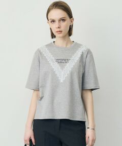 L size ONWARD(大きいサイズ) / エルサイズオンワード カットソー | レースコンビ ロゴTシャツ