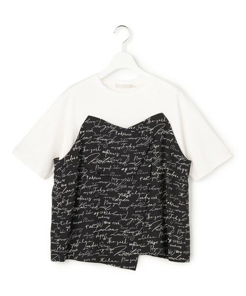 L size ONWARD(大きいサイズ) / エルサイズオンワード カットソー | 【30th ANNIVERSARY】5cityプリント コンビカットソー（オフホワイト×ブラック）