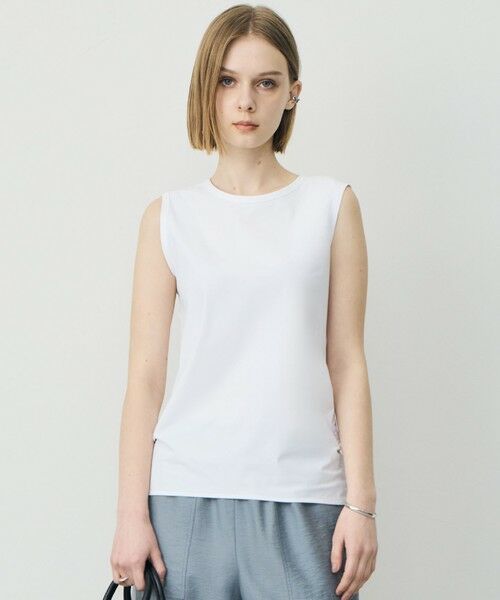 L size ONWARD(大きいサイズ) / エルサイズオンワード カットソー | マットスキューバ ノースリーブカットソー（オフホワイト）