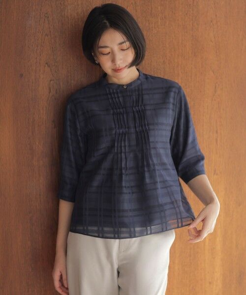 L size ONWARD(大きいサイズ) / エルサイズオンワード カットソー | シアーチェック カットソー | 詳細5