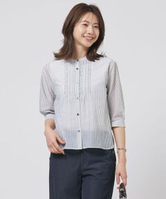 L size ONWARD(大きいサイズ) / エルサイズオンワード カットソー | シアーピンストライプ カットソー