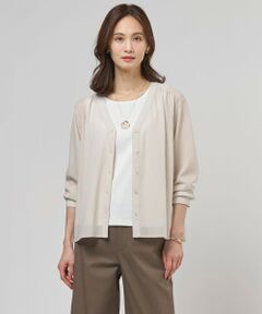 【冷房対策に】シアードライトリコット Vネック カーディガン