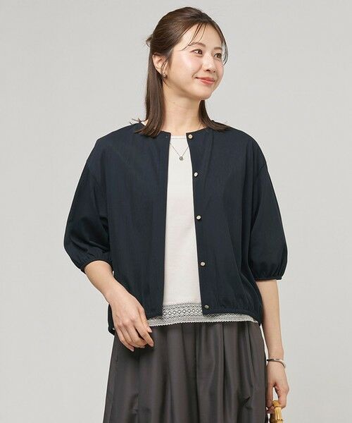 L size ONWARD(大きいサイズ) / エルサイズオンワード カーディガン・ボレロ | 【冷房対策に】シアードライトリコット クルーネック カーディガン（ネイビー系）
