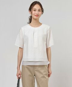 L size ONWARD(大きいサイズ) / エルサイズオンワード カットソー | レーシーチェック クルーネック カットソー