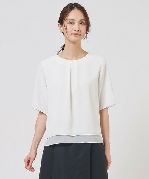 L size ONWARD(大きいサイズ) / エルサイズオンワード カットソー | ドライシフォン カットソー（ホワイト系）