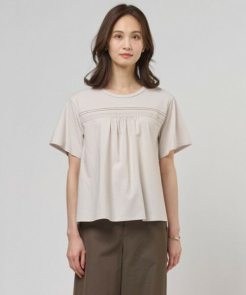 L size ONWARD(大きいサイズ) / エルサイズオンワード カットソー | 【一枚で着映え】ツイスティロ クルーネック カットソー（ベージュ系）