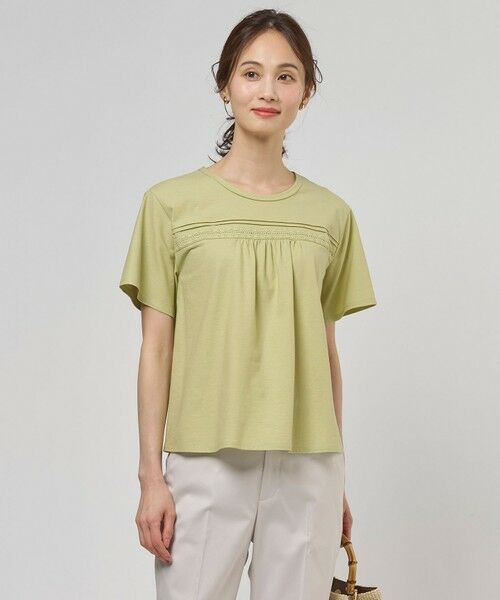 L size ONWARD(大きいサイズ) / エルサイズオンワード カットソー | 【一枚で着映え】ツイスティロ クルーネック カットソー（ピスタチオ系）